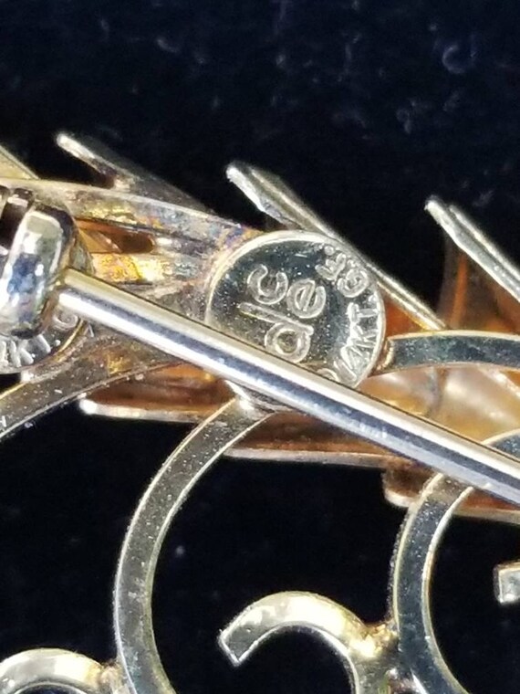 Vintage Gold Filled Cultured Pearl Designer Pin - image 3