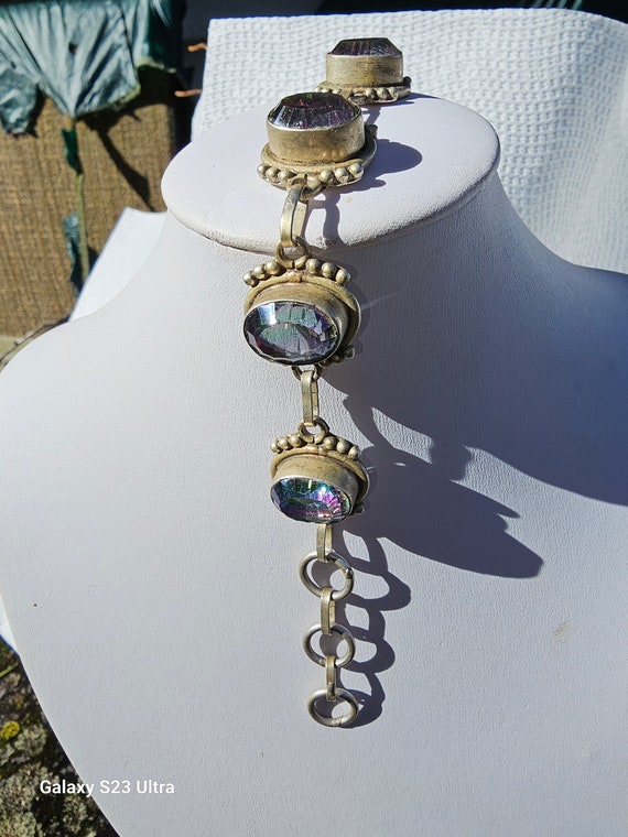 Aurora Borealis and Sterling Silver Bracelet - image 1