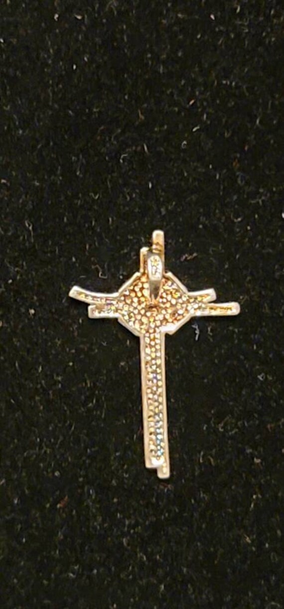 Mid Century Modern Sterling Diamond Cross Pendant - image 3