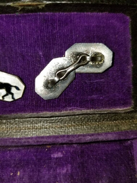 Vintage Enamel on Silver Horse Cufflinks - image 2