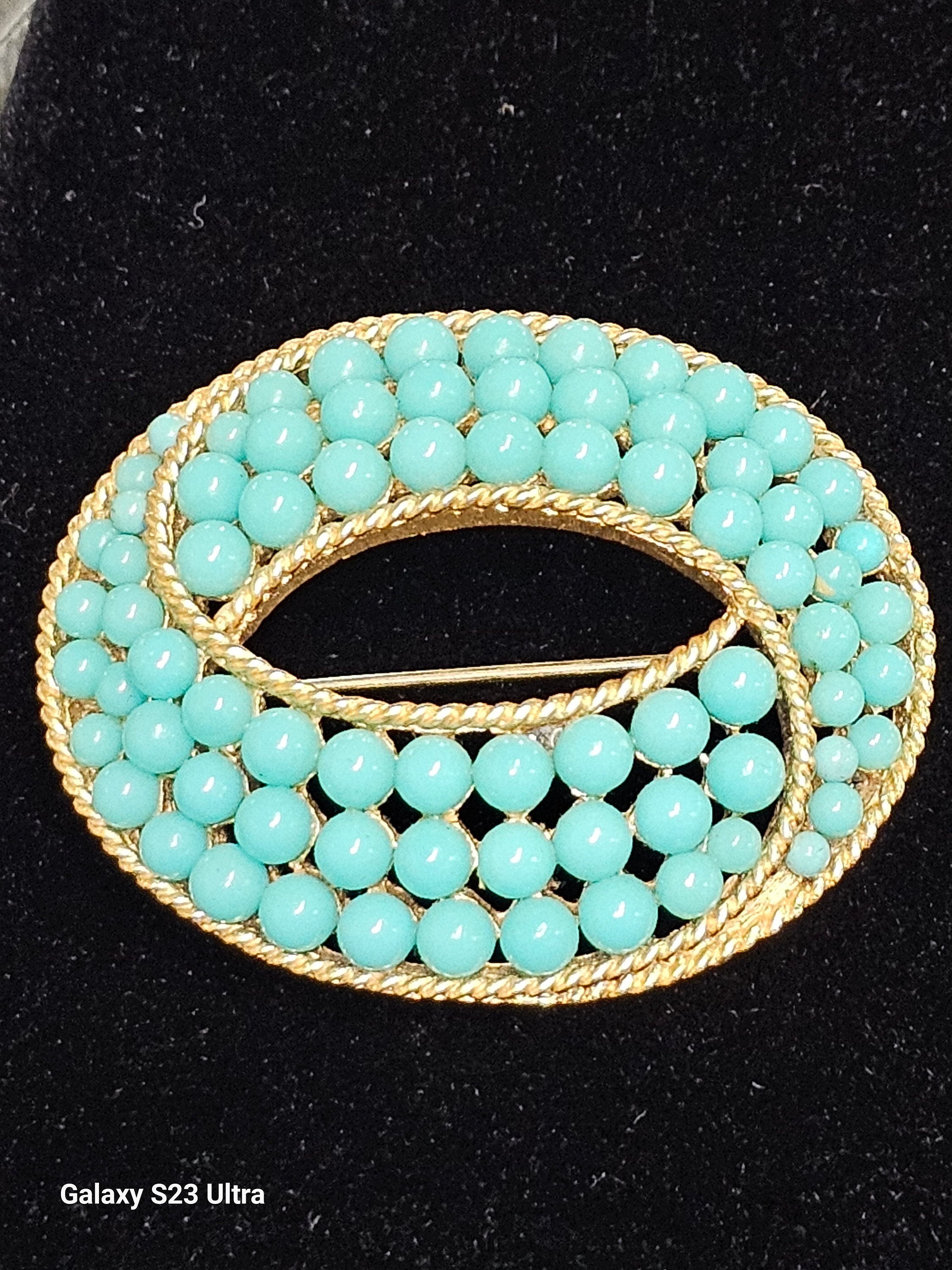 Vintage 1960s Trifari Turquoise Blue Ball Brooch - Etsy