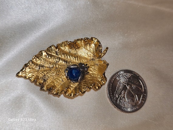 Rare Sterling Gold Gilt Napier Bug Leaf - image 3