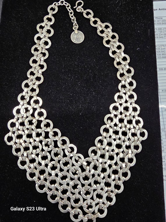 Chainmail Silver Bib Necklace