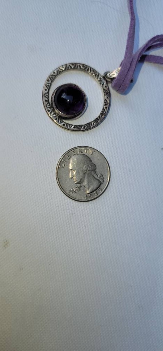Sterling Silver and Amethyst Modernist Pendant - image 5