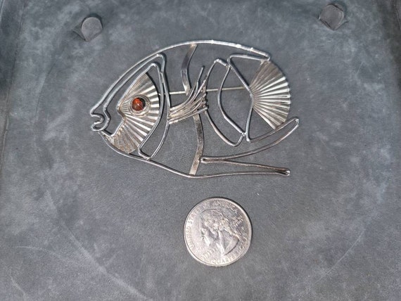 Mid Century Modern Sterling Silver Fish - image 2