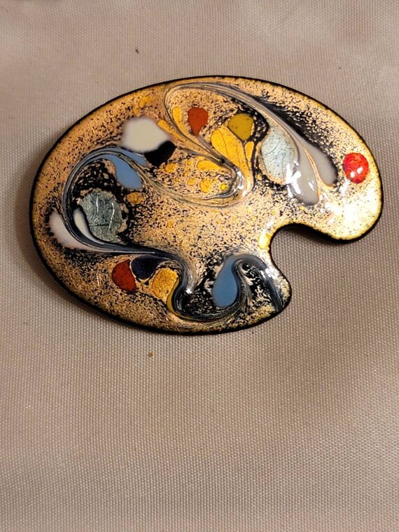 Unique Artists Pallet Enamel on Copper  Brooch - image 5