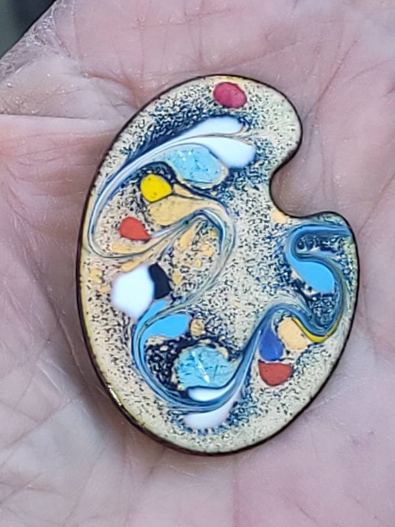 Unique Artists Pallet Enamel on Copper  Brooch - image 3