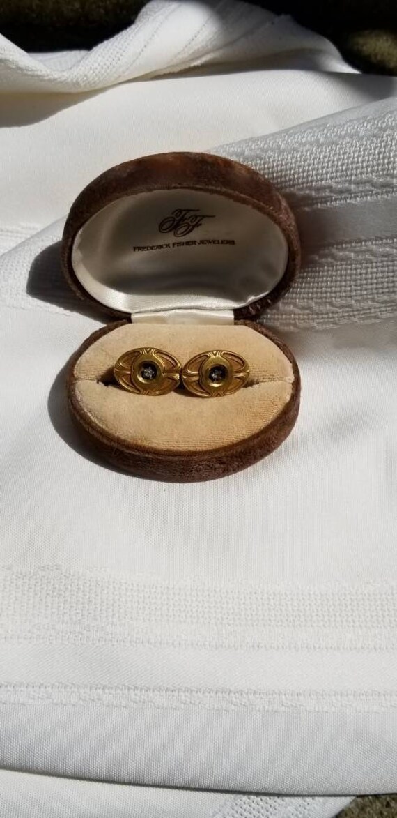 Vintage Art Nouveau Gold Gilt Diamond Cufflinks