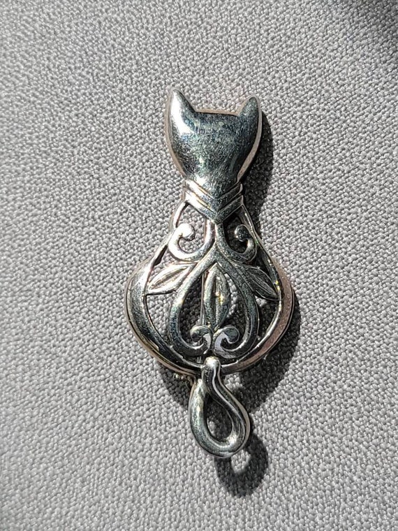 Sterling Silver Cat Brooch