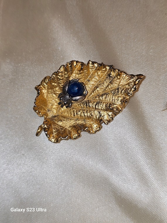 Rare Sterling Gold Gilt Napier Bug Leaf