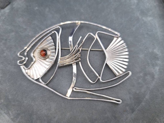 Mid Century Modern Sterling Silver Fish - image 1