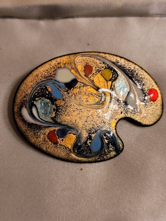 Unique Artists Pallet Enamel on Copper  Brooch - image 6