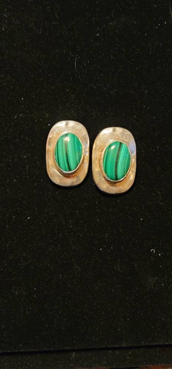 Southwest Sterling and Malachite Earrings