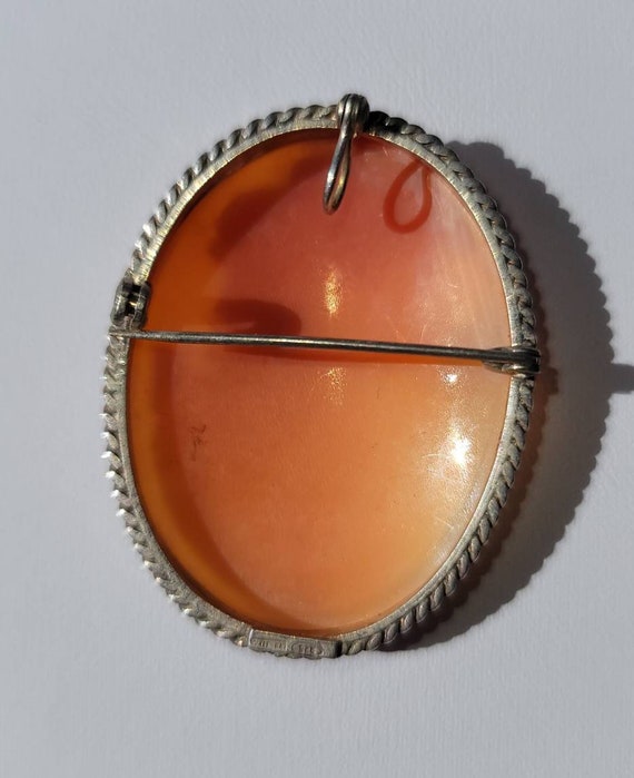 Vintage Sterling Cameo Brooch Pendant - image 2