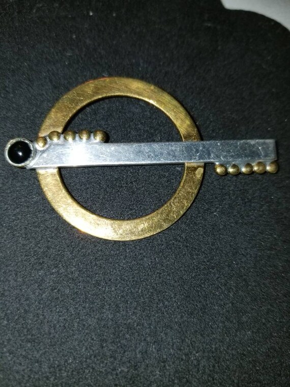 Modernist Louis Booth Silver Onyx Pin Brooch