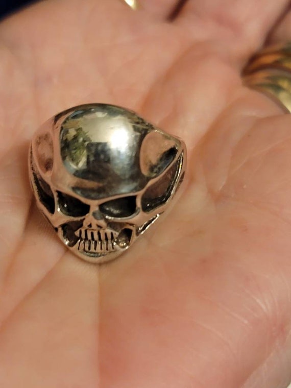 Modernist Sterling Silver Skull Ring - image 5