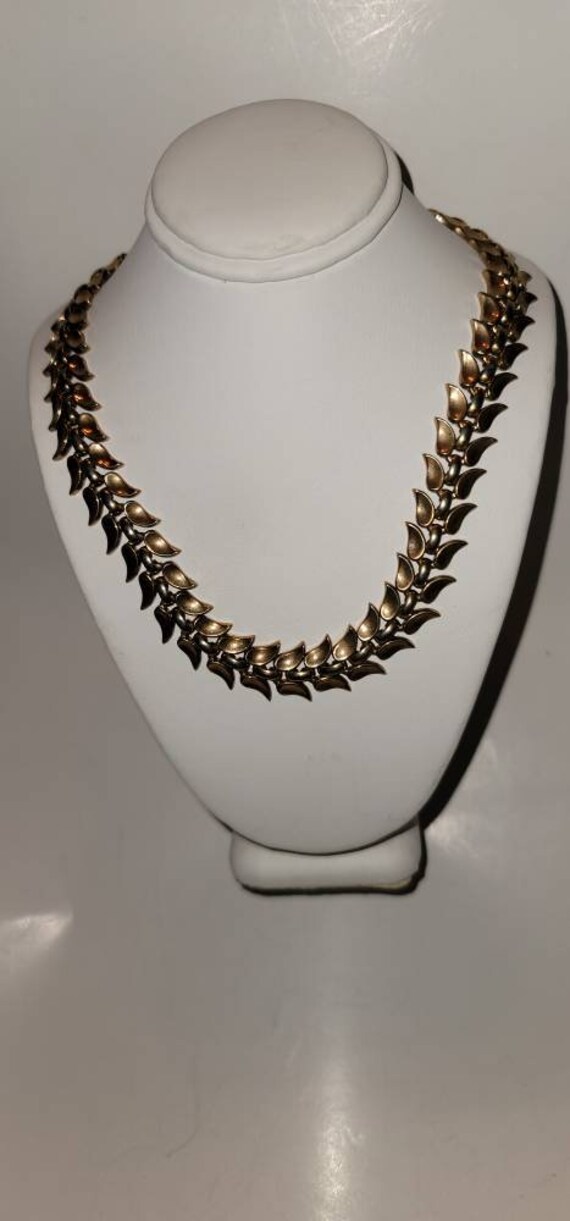 Vintage Trifari Gold Chevron Link Necklace - image 1