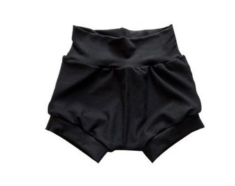 Black Baby Bummies, Baby Shorts, High Waisted, Unisex, Black, Toddler, Children’s,