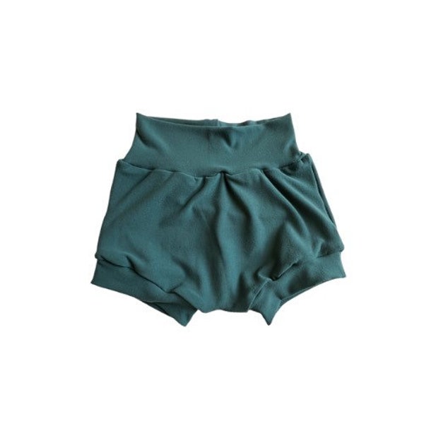 Sea Green-Blue, Baby Bummies, Baby Shorts, High Waisted, Unisex, Soft Colors, Toddler, Children’s, Simple, Green, Blue