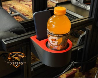 Sim Racing Flight Cup & Phone Holder | 8020 1530 SimRig Mount | Floating Mount Design