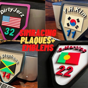 Custom Sim Racing Rig Plaques