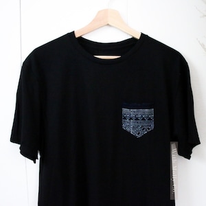 Hmong Batik Pocket T-shirt, Unisex T-shirt, Black T-shirt