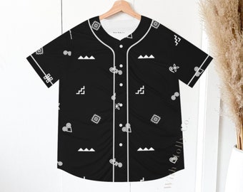Camiseta con motivo Hmong para hombre, camiseta de béisbol, NEGRO