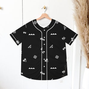 Men&#39;s Hmong Motif Jersey, Baseball Jersey, BLACK