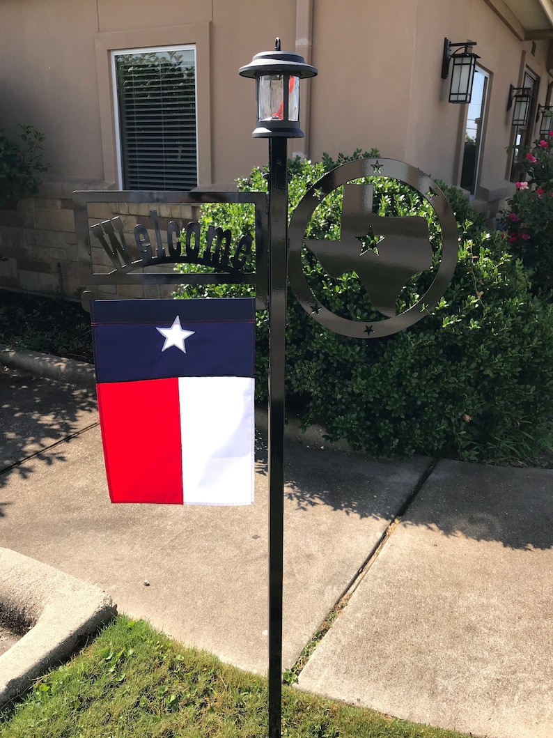 Texas Shape Outdoor Solar Yard Light Garden Flag Stand