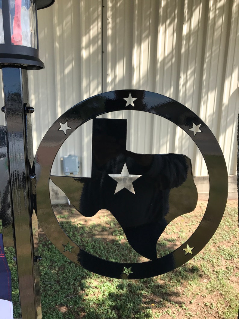 Texas shape outdoor solar yard light garden flag stand with a | Etsy