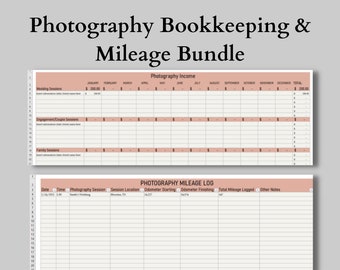 Photography Bookkeeping & Mileage Log BUNDLE