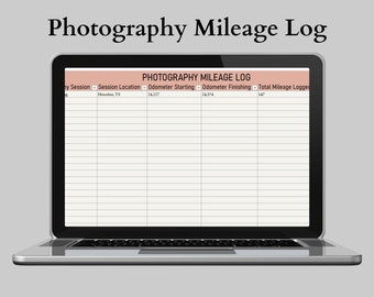 Photography Mileage Log Spreadsheet | Mileage Tracker