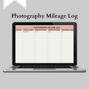 Photography Mileage Log Spreadsheet | Photography Mileage Tracker