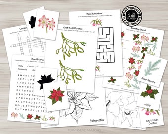 Printable Activities for Seniors, Winter Plants, Dementia Activities, Senior Art Activity, Printable Coloring Pages, Printable Activities