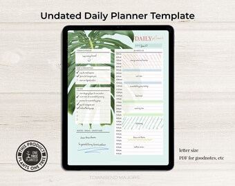 Digital Daily Planner, Undated Daily Planner Template, Goodnotes Template, Daily Planner Template 2024