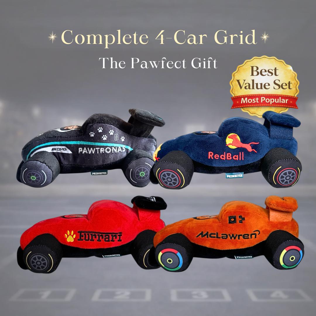 Stuffed Racing Car Formula 1 Inspired Race Car Dog Collector's Set (4-pack) | F1 Plush ...