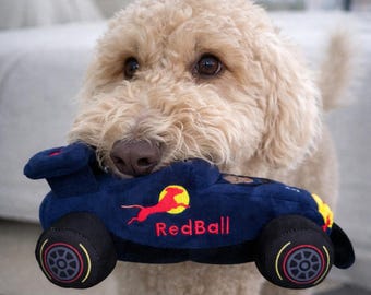 Formula 1 Inspired Race Car Dog Toy | F1 Plush Interactive Squeaky Toy | Pet Gift | RedBall