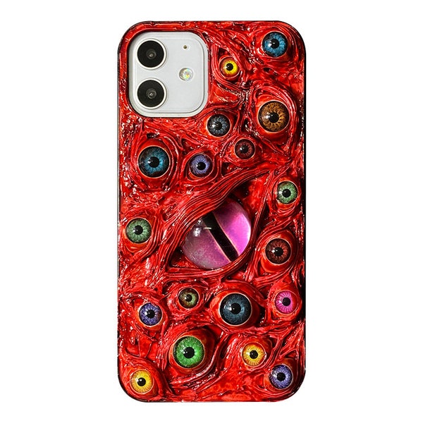 Cthulhu monster eyeballs - unique hand-made 3D gothic decoden  phone case- made to order for iPhone, Samsung, etc. - H