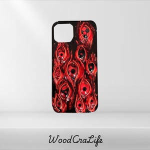 Neu! Personalisierte Handyhülle 3D Gothic mit mehreren roten Cartoon Nachtlicht Monster Augäpfel - auf Bestellung für iPhone, Samsung etc.