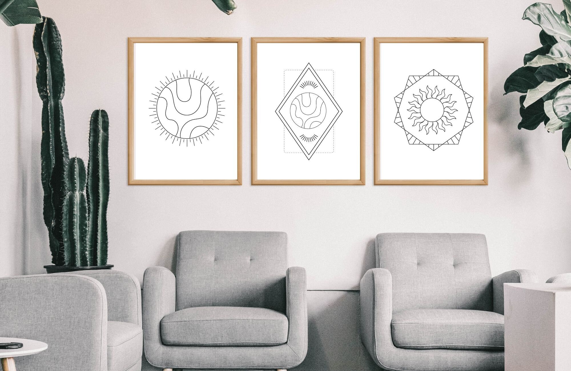 Set of 3 Living Room Art Black and White Home Art Office | Etsy