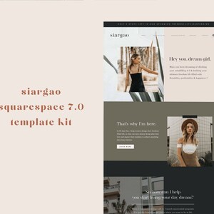 May include: A website template kit for Squarespace 7.0, featuring the brand name "siargao". The design includes images of women and text such as "Hey you, dream girl" and "That's why I'm here."