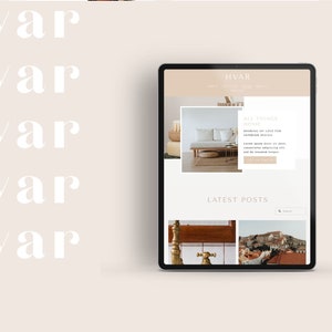 Pode incluir: Uma p&aacute;gina inicial de um blog de decora&ccedil;&atilde;o de casa chamado "Hvar Home". O site apresenta um fundo bege claro com um logotipo de texto branco e uma publica&ccedil;&atilde;o em destaque sobre tudo relacionado a casa. A publica&ccedil;&atilde;o em destaque inclui uma foto de um sof&aacute; bege claro com almofadas brancas e uma mesa de centro de madeira. O site tamb&eacute;m apresenta uma se&ccedil;&atilde;o para as publica&ccedil;&otilde;es mais recentes com fotos de uma torneira dourada e uma vista de uma cidade.