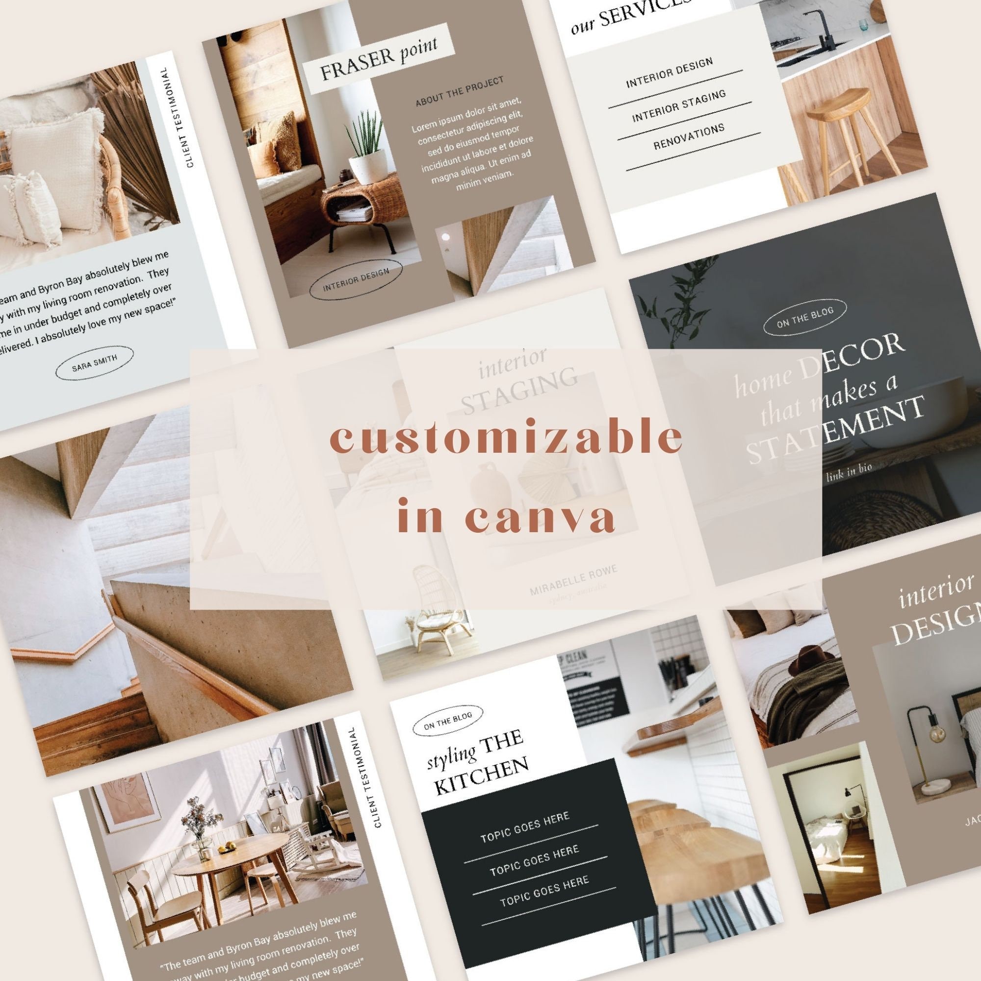 Instagram Social Media Template Kit for Canva for Interior Designers ...