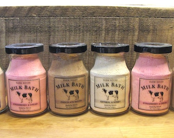 Bain au lait, chocolat, fraise et lait d'avoine
