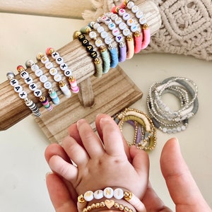 Pulsera infantil con nombre personalizado / Pulsera personalizada para niños / Pulsera con letras personalizadas / Pulseras apilables