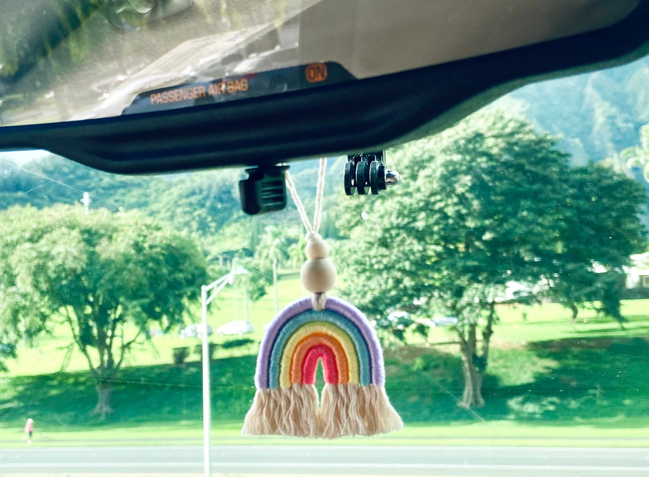 Macrame Rainbow Car Charm Diffuser / Rainbow Charm / Rainbow Etsy
