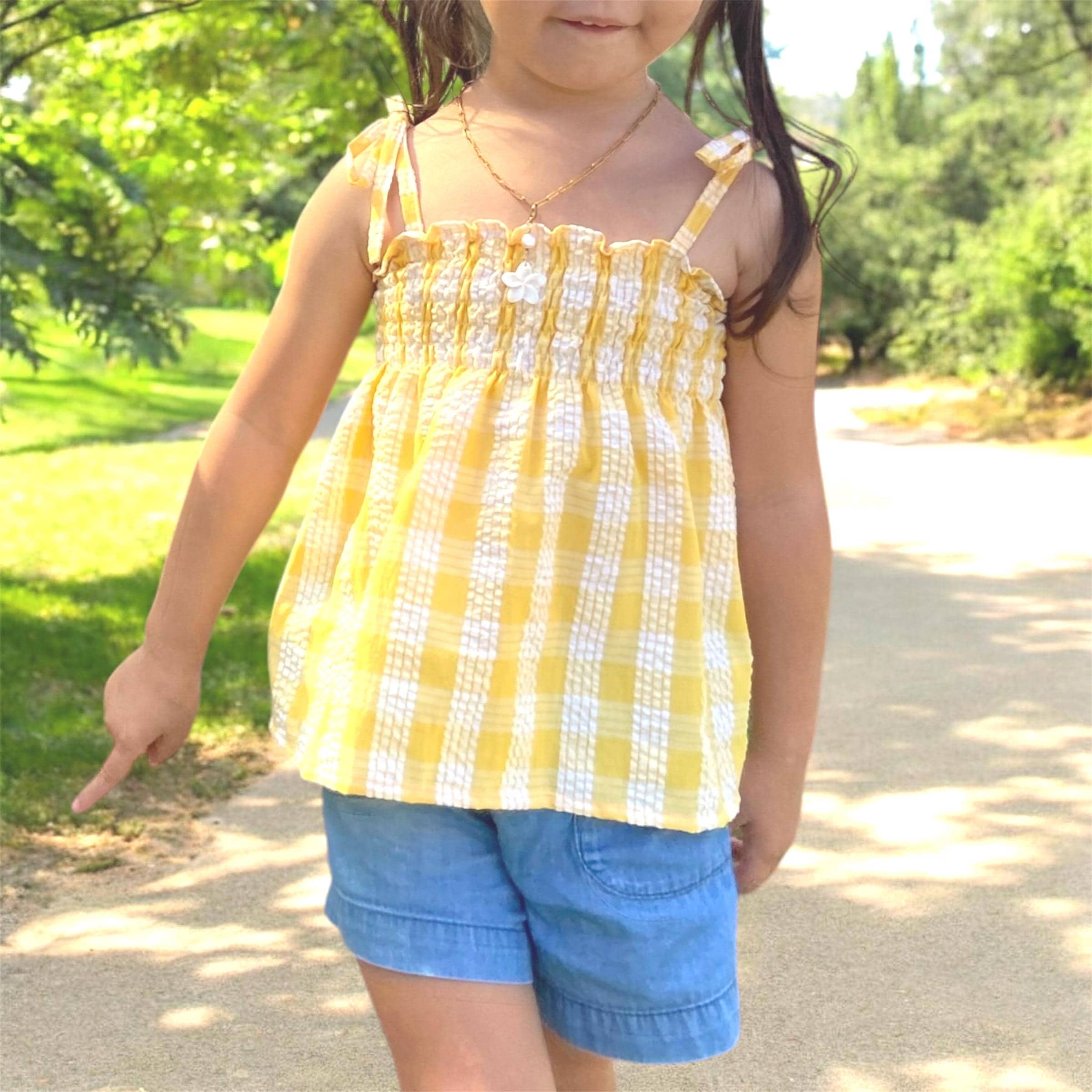 Palaka plaid smocked babydoll Tunic top for Toddler & Kids (Ages 1-5)