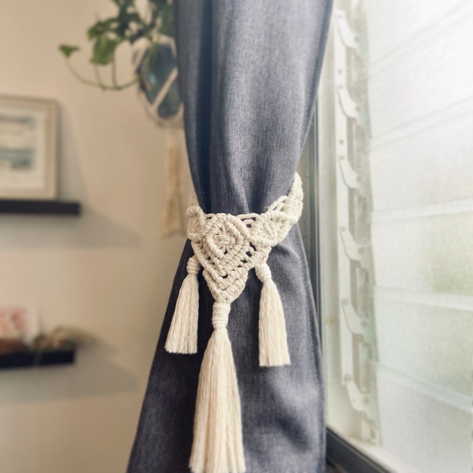 Macrame curtain tie back / Tassel curtain tie backs / Boho Etsy