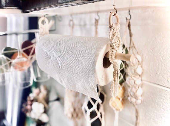 Hanging Paper Towel Holder Wall Mounted Macrame Paper Towel 