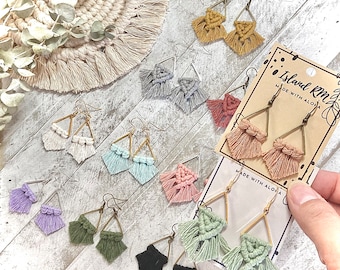 27 colors / Macrame mini earrings / Boho earrings / Fringe earrings /Triangle earrings